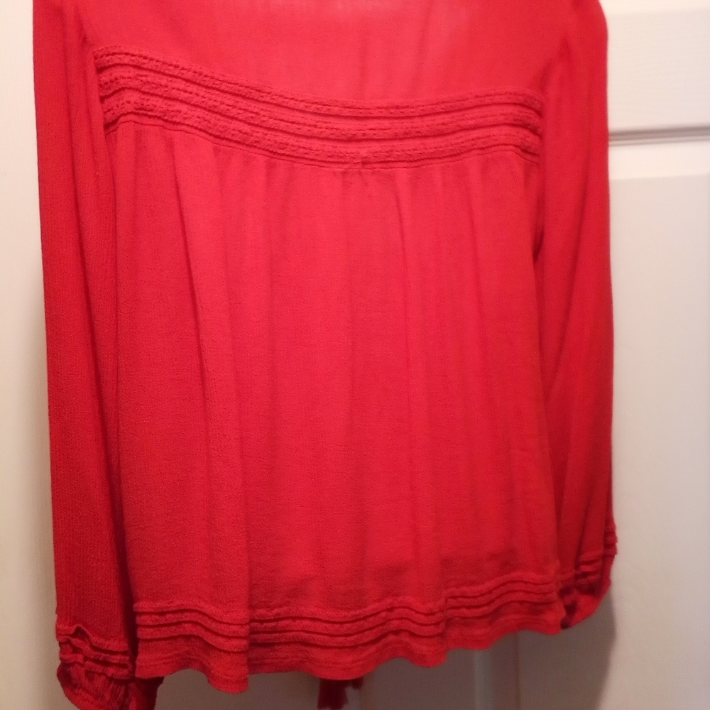 Solitare Long Sleeves Red Peasant Bo-Ho Size Medium - Picture 6 of 6